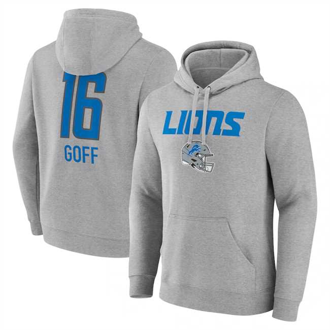 Men's Detroit Lions #16 Jared Goff Heather Gray Team Wordmark Player Name & Number Pullover Hoodie,We sell and wholesale Men's Detroit Lions #16 Jared Goff Heather Gray Team Wordmark Player Name & Number Pullover Hoodie on line form chian!